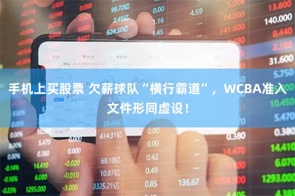 手机上买股票 欠薪球队“横行霸道”，WCBA准入文件形同虚设！